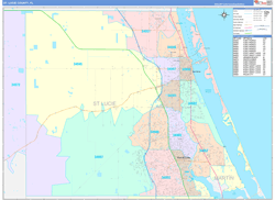 St. Lucie County, FL Wall Map Color Cast Style 2023